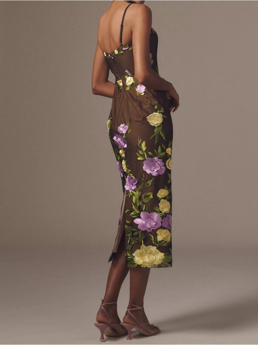 Helsi Gemma Sleeveless 3D Floral Midi Dress Size in 	
black/yellow  XS NWT - Picture 2 of 8